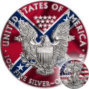 USA CONFEDERATE VS UNION FLAG American Civil War AMERICAN SILVER EAGLE $1 WALKING LIBERTY 2015 Antique finish Silver coin 1 oz